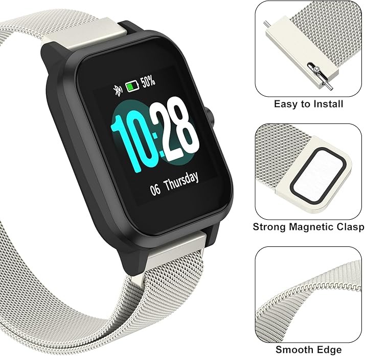 Vanjua 18mm 19mm 20mm 22mm Watch Band Quick Release Replacement Wristbands, Stainless Steel Metal Mesh Loop Adjustable Magnetic Replacement Straps Bands for Men Women