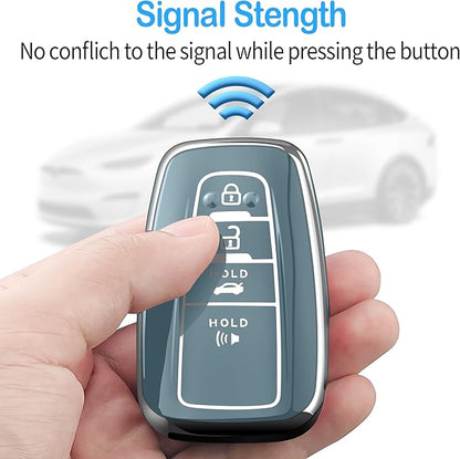 Tukellen for Toyota Key Fob Cover with Keychain,Special Soft TPU Key Case Protector for 2019-2025 RAV4 2020-2022 Highlander Corolla Prius,2018-2024 Camry Avalon C-HR GT86-Storm Blue