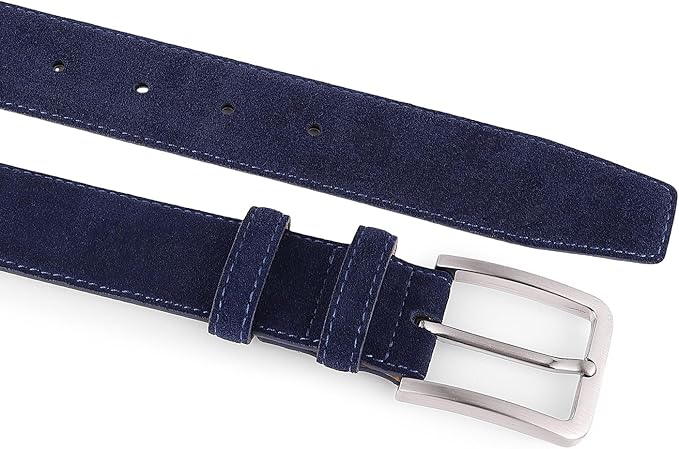 Men's Belt Casual Genuine Leather Suede Belts for Men 1 3/8" Wide Elegant Golf Dress Belt