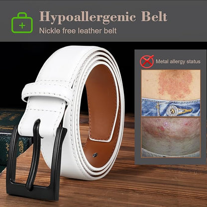 XZQTIVE TSA Belt For Men Metal Free Dress Belts Hypoallergenic Leather Belt With Black Buckle Nickle Free