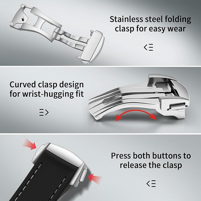 ULLCHRO Watch Strap Watch Band 20mm 22mm Man Waterproof Quick Release Bands Sport Replacement Strap Soft FKM Rubber Watchband