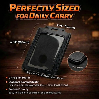 CPLIKE 2-Pack Vertical ID Badge Holder Compatible with Centegix CrisisAlert V2, Slim PU Leather Case with Emergency Alarm Button Cutout for Teachers, Nurses, School & Office Staff