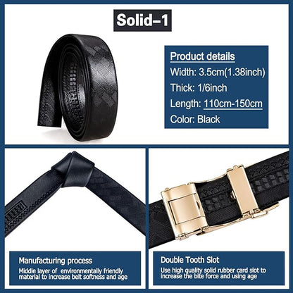 Barry.Wang Mens Belts Leather Ratchet Automatic Buckle Slide Click 1 3/8" Designer Dress Fashion Classic Casual Work Business