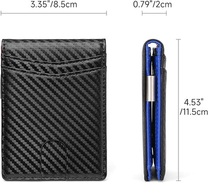 Slim Wallet for Men Bifold RFID Blocking Front Pockets Wallet Credit Card Holder Minimalist Leather Money Clip Mens Wallet with 12 card Slots