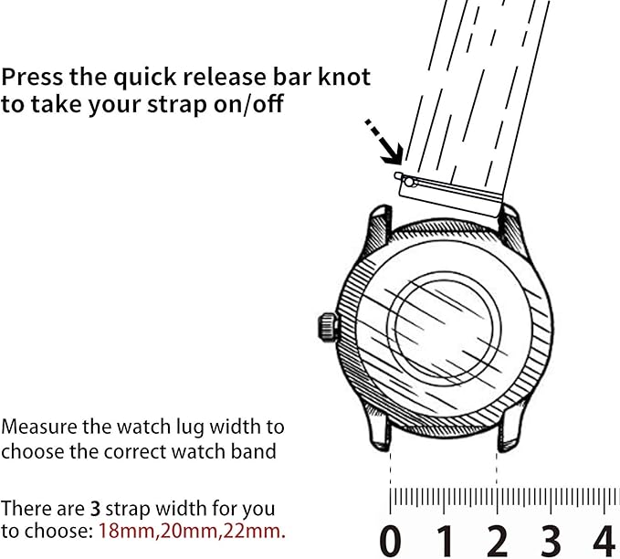 Fullmosa Watch Band, Quick Release Leather Watch Strap for Men Women, Replacement Bands Width 12mm 14mm 16mm 18mm 19mm 20mm 21mm 22mm 24mm