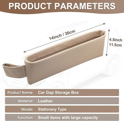 2 Pack Update Car Seat Gap Filler Organizer Leather Console Storage Box Front Side Pocket Seats Organizers Filler Interior Car Accessories for Phone Wallet Coin Key Sunglasses (Off-White)