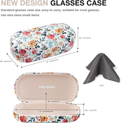 molshine Hard Shell Leather Sunglasses Case,Classic Large Glasses Case for Women Men,Sunglass Eyeglasses