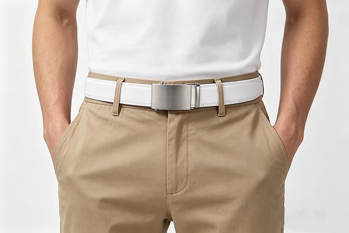 Lingli Men's Belt,Ratchet Dress Belt with Automatic Buckle Brown/Black-Trim to Fit-35mm wide