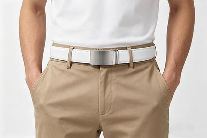 Lingli Men's Belt,Ratchet Dress Belt with Automatic Buckle Brown/Black-Trim to Fit-35mm wide