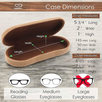 MyEyeglassCase Hard Shell Glasses case, Medium Eyeglasses Holder, Easy Open Lip for Men Women, Portable Sleeve Pouch & Cloth