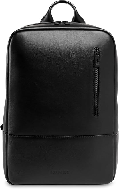Nordweg Nomad Leather Laptop Backpack NW089A – Lightweight Daypack for Work & Travel – Fits Laptops up to 15.6” (Black)