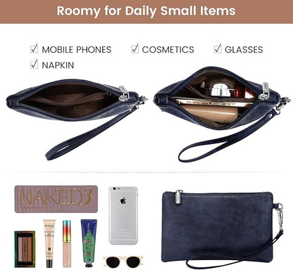 LOVEVOOK Laptop Tote Bag for Women, 15.6 Inch Large Capacity Vintage Leather Work Computer Bag, Business Casual Shoulder Handbag, Indigo Ink