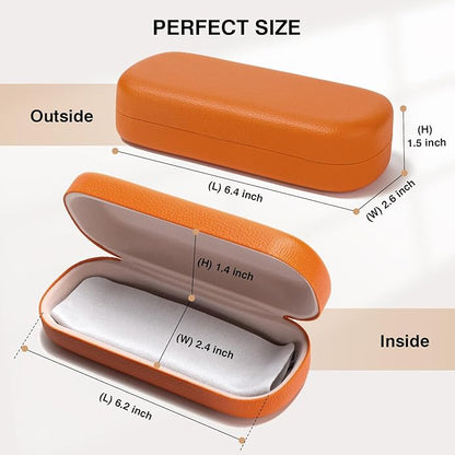 Marvolia Glasses Case Large Hard Shell Eyeglasses Case PU Leather Protective Case for Sunglasses Eyeglasses