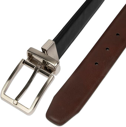 Haggar Men's 2-in-1 Reversible Leather Belt for Dress Pants, Suits, Khakis - Classic, Business Casual, Formal, Work