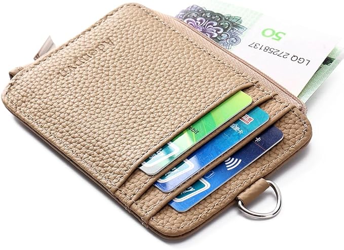 Badge Holder – Genuine Leather ID Badge Holder with Zipper Pocket and Nylon Lanyard – Perfect for Badges, Cards, and More