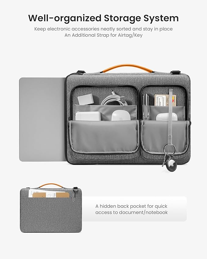 tomtoc 360 Protective Laptop Shoulder Bag for 15 Inch New 2026 MacBook Air M5/A3448, M4/A3241, M3/A3114, M2/A2941, 15 Inch Microsoft Surface Laptop 7/6, Water-Resistant Accessory Case