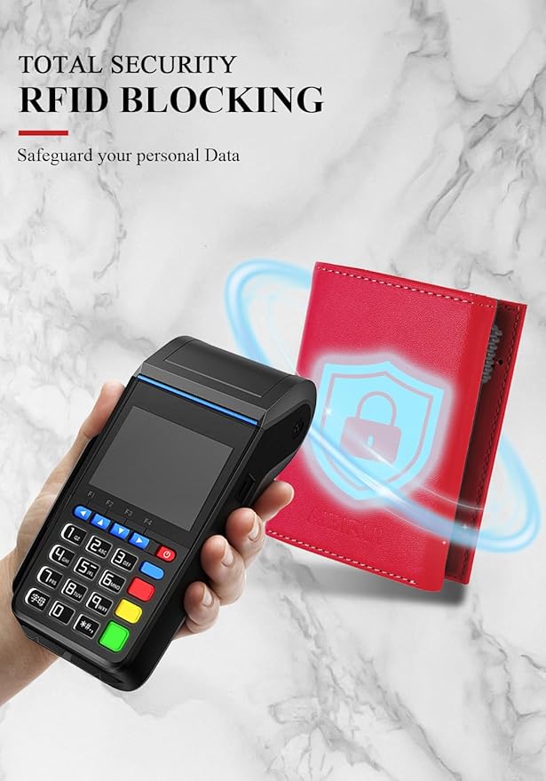 Small Wallet for Men-Pop Up Card Case,with Money Clip Slim Leather Slots Credit Card Holder RFID Blocking Trifold Minimalist Wallet with ID Window and Coin Purse(Red Small Wallet for Men Gift