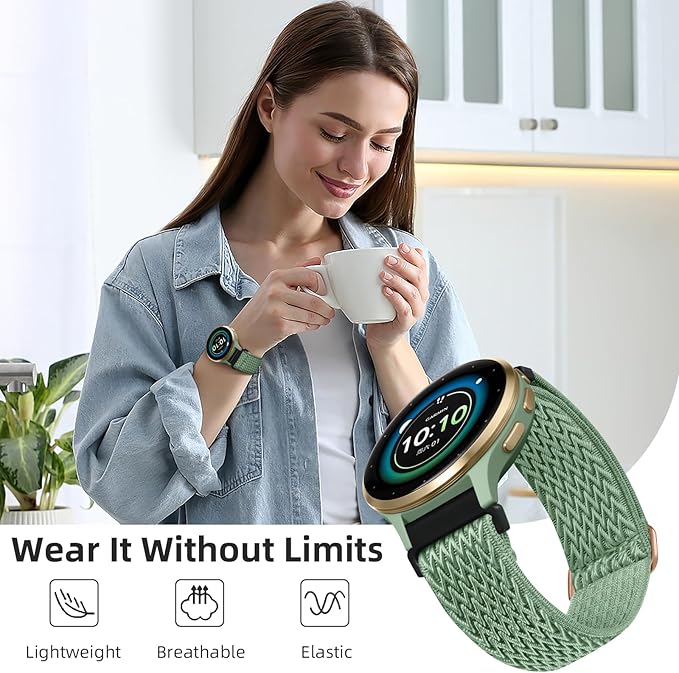 GEAK 22mm Watch Band Compatible with Garmin Venu 4 /Venu 2 3 45mm, 22mm Quick Release Replacement Loop Elastic Fabric Straps Compatible for Garmin Vivoactive 4 /Forerunner 265/255/965 Women Men