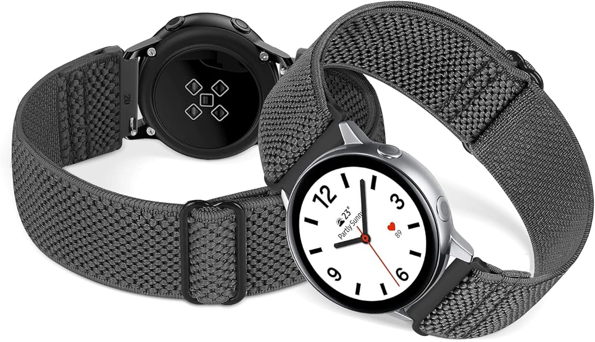 Compatible with 16mm 18mm 19mm 20mm 22mm 24mm Watch Bands Quick Release Replacement Wristband,Adjustable Stretchy Nylon Solo Loop Straps Fabric Braided Sport Elastic Bands for Men Women