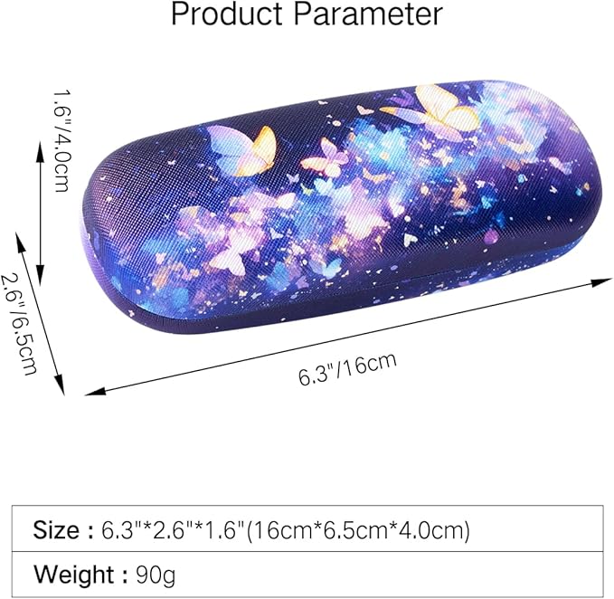 PERFECTSIGHT Hard Shell Eyeglasses Case, PU Leather Protective Glasses Case, Cute Eyeglass Case for Women Men Girls