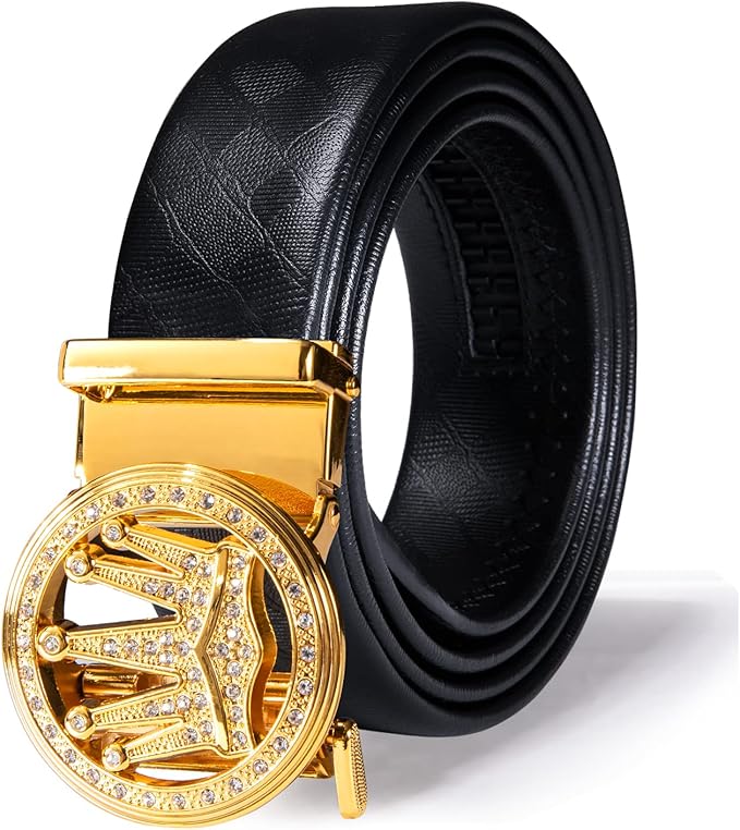 Dubulle Men's Ratchet Belt Gold/Black/Red/Green/Blue/White Automatic Buckle Business Casual Belt Gift - Adjustable Fit