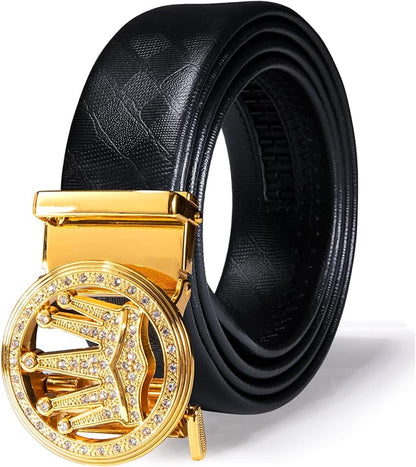 Dubulle Men's Ratchet Belt Gold/Black/Red/Green/Blue/White Automatic Buckle Business Casual Belt Gift - Adjustable Fit