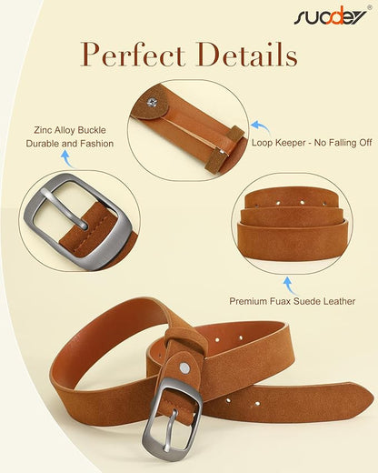 SUOSDEY Women Belts For Jeans Dresses Pants Ladies Leather Waist Belt with Elegant Buckle, Width 1.3"