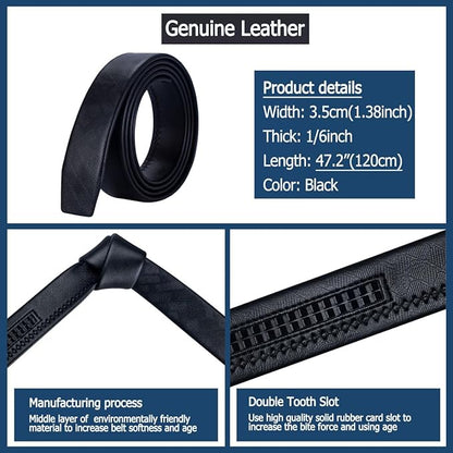 Barry.Wang Mens Belts Leather Ratchet Automatic Buckle Slide Click 1 3/8" Designer Dress Fashion Classic Casual Work Business