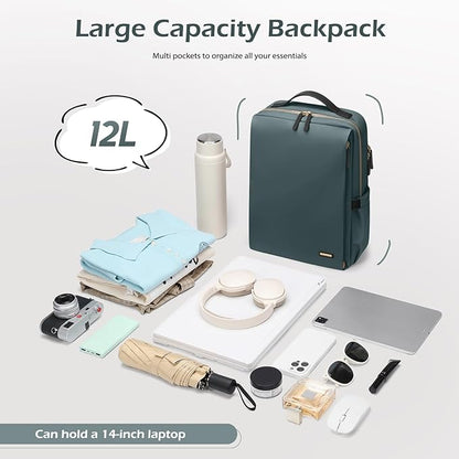 GOLF SUPAGS Stylish Laptop Backpack for Women Airline Approved Perfect for Work College and Travel Multi-Functional Casual Daypack Fits 14 Inch Notebook (Atrovirens)