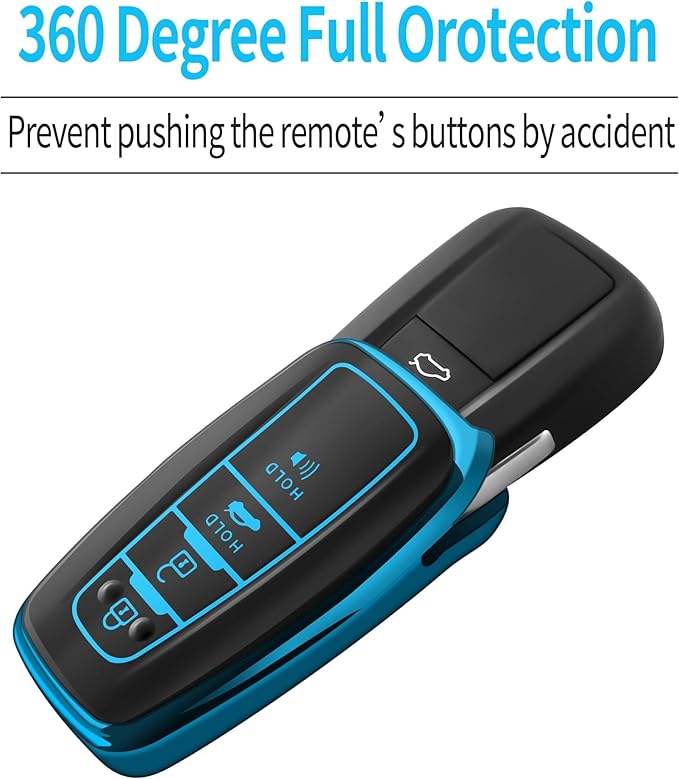 Tukellen for Toyota Key Fob Cover with Keychain,Special Soft TPU Key Case Protector for 2019-2025 RAV4 2020-2022 Highlander Corolla Prius,2018-2024 Camry Avalon C-HR GT86-Blue