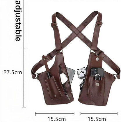 Double Shoulder Armpit Bag for Men Premium Vegan Leather Anti-Theft Underarm Bag, Adjustable Bag with Multiple Pockets Pouch
