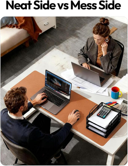 YSAGi Leather Desk Pad Protector, Office Desk Mat, Large Mouse Pad, Non-Slip PU Leather Desk Blotter, Laptop Desk Pad, Waterproof Desk Writing Pad for Office and Home (Brown, 31.5" x 15.8")