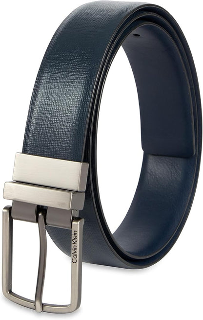 Calvin Klein Men’s Reversible Leather Belt - 2‑in‑1 Versatile Modern Style