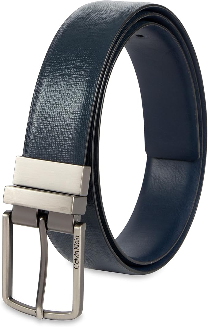 Calvin Klein Men’s Reversible Leather Belt - 2‑in‑1 Versatile Modern Style