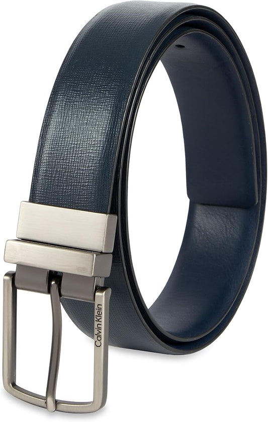 Calvin Klein Men’s Reversible Leather Belt - 2‑in‑1 Versatile Modern Style