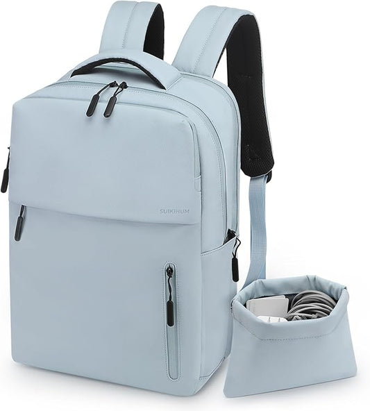 Lightweight 20L Commute Backpack for Men & Women, Water-Resistant Travel Daypack with 15.6-Inch Laptop Compartment & Anti-Theft Pockets, Blue Gray