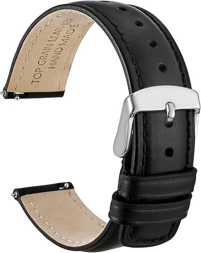 WOCCI Quick Release Watch Band, Distressed Genuine Leather, Stainless Steel Buckle, Strap Width 18mm 19mm 20mm 22mm 24mm