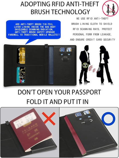 Passport Holder for Travel Essentials, RFID Blocking PU Leather Passport Wallet Cover Card holder Case Passport Book Holders for Women and Men, Black