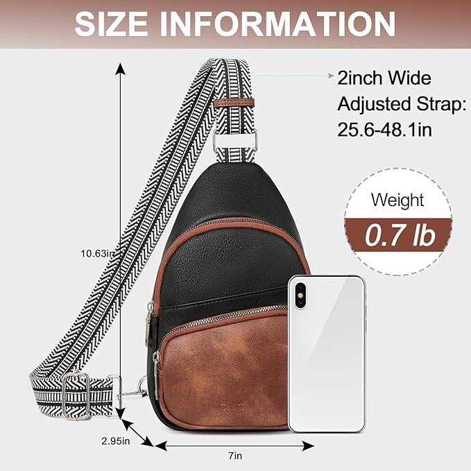 CLUCI Small Sling Bag for Women, Vegan Leather Fanny Pack Crossbody Bags for Women, Chest Bag With Guitar Strap