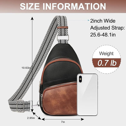 CLUCI Small Sling Bag for Women, Vegan Leather Fanny Pack Crossbody Bags for Women, Chest Bag With Guitar Strap