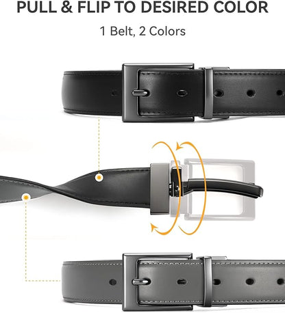 CHAOREN Reversible Belt Men 1 Piece - 1.25" Leather Dress Belt - Trim to Fit for Elegant Style