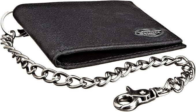 Dickies Men's RFID Everyday Leather Bifold Chain Wallet Black