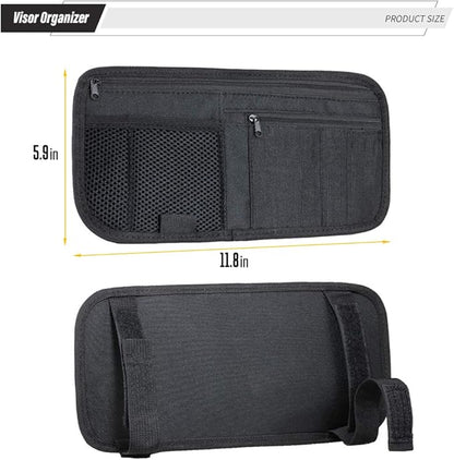 LIVANS Car Sun Visor Organizer, Vehicle Visor Storage Pouch, Auto CD and Glasses Holder, Interior Car Accessories for Credit Card and Registration Document, Fits Most Cars, SUVs, Jeeps, Trucks