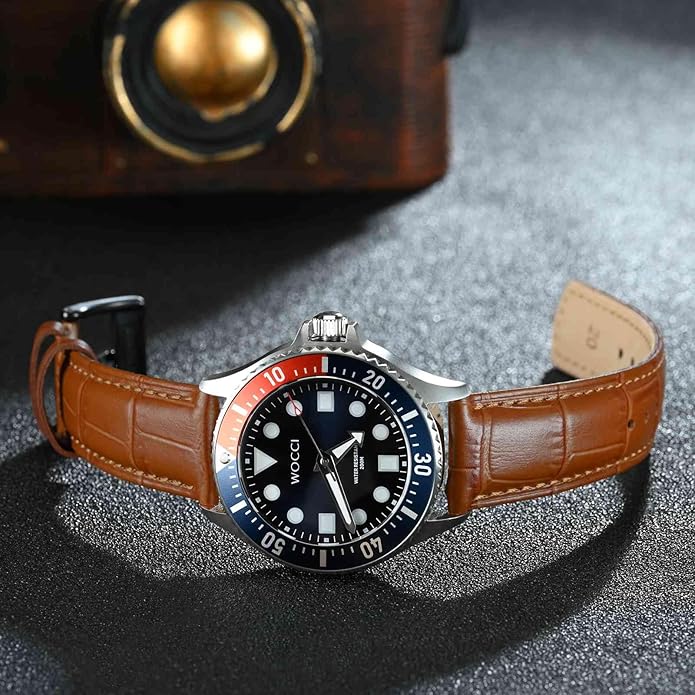 WOCCI Watch Bands, Top Grain Leather, Embossed Alligator Grain, Quick Release, Band Width 18mm 20mm 22mm