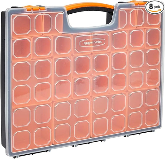 Amazon Basics 19-Removable Compartment Organizer,Black,Orange,16.5 x 13.2 x 2.4 inches,(Pack of 8)