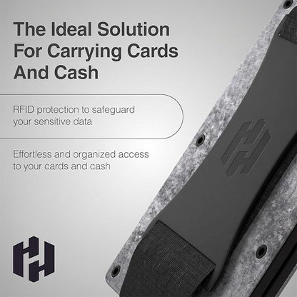 Hayvenhurst Wallet for Men - Slim RFID Blocking Metal Wallet with Cash Strap, Minimalist Front Pocket Credit Card Holder, Small Mens Wallet