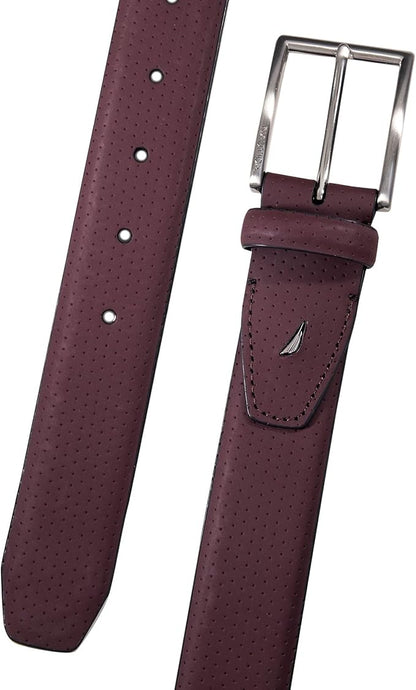Nautica Men's Dress Leather Belt for Suits and Pants | Classic | Business | Fashion | Adjustable | Metal Buckle