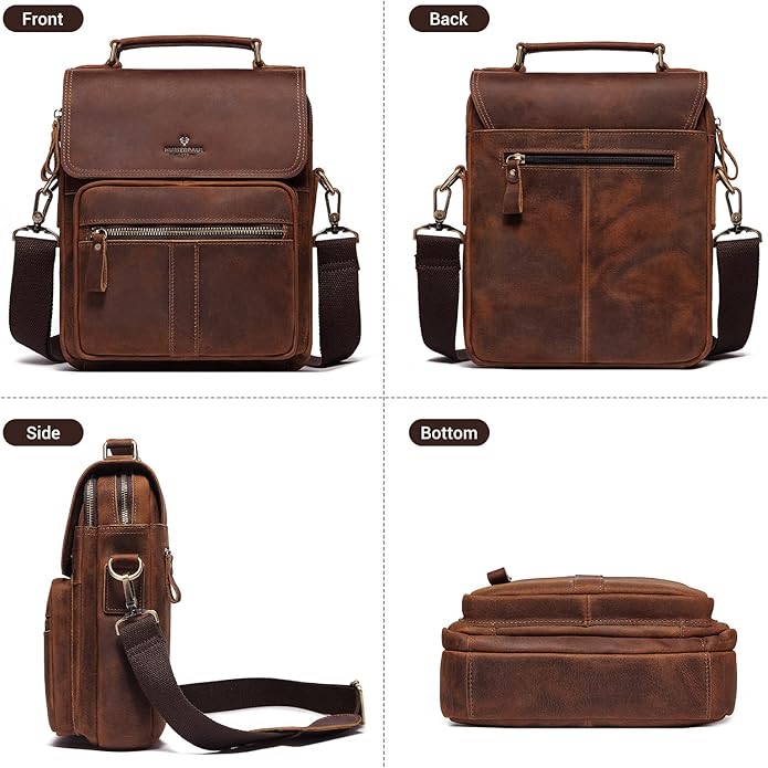 gzcz Leather Sling Shoulder Crossbody Bag Man Purse Messenger Bags for Men Women Outdoor Travel Business | Man, Purse, Outdoor, Travel, Business