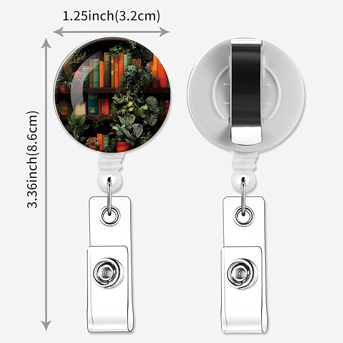 2 Pack Badge Reels Holder Retractable with ID Clip for Nurse Name Tag Card Nursing for Doctor Teacher Student Employee Office Medical Work (Bookshelf)