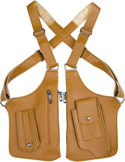 Double Shoulder Armpit Bag for Men, Anti-Theft Underarm Shoulder Holster Bag with Adjustable Strap, Hidden Phone Wallet Pocket for Travel & Daily Commute (Light Brown)